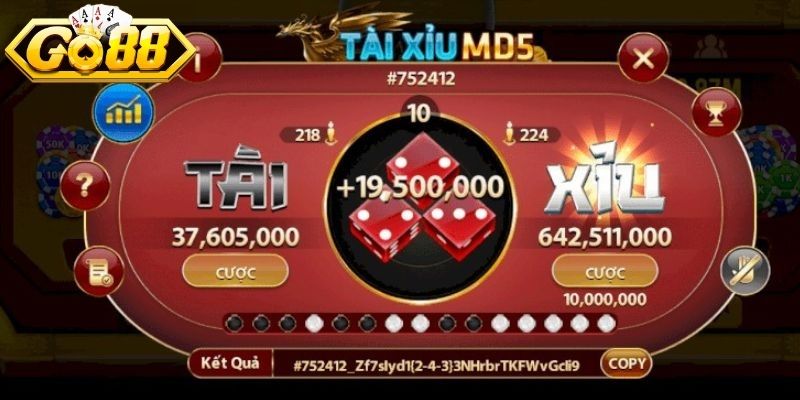 Tài Xỉu MD5 Go88 – Bước Tiến Mới Của Dòng Game Tài Xỉu 3 Chuỗi hash được công bố công khai trên bàn cược